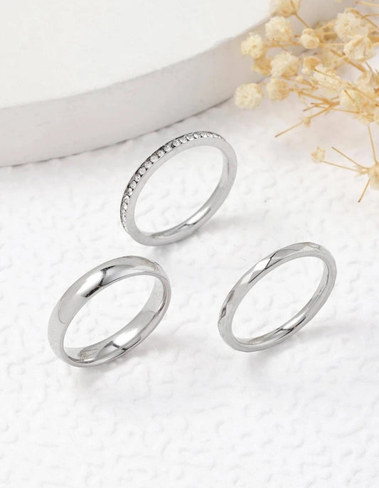 Elegant Stainless Steel 3pcs ring set