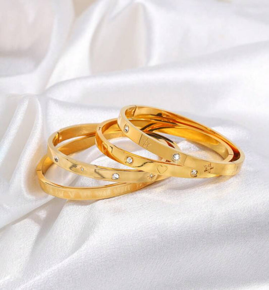 4 pc Joline Stainless Gold Bracelet set