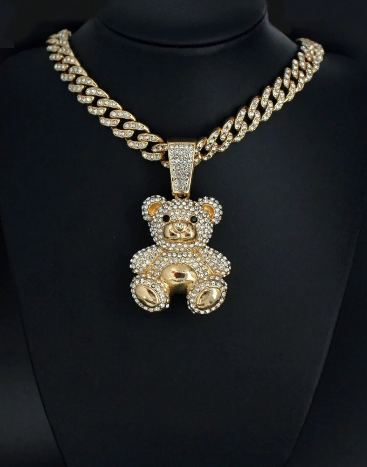 Teddy bear pendant icy chain