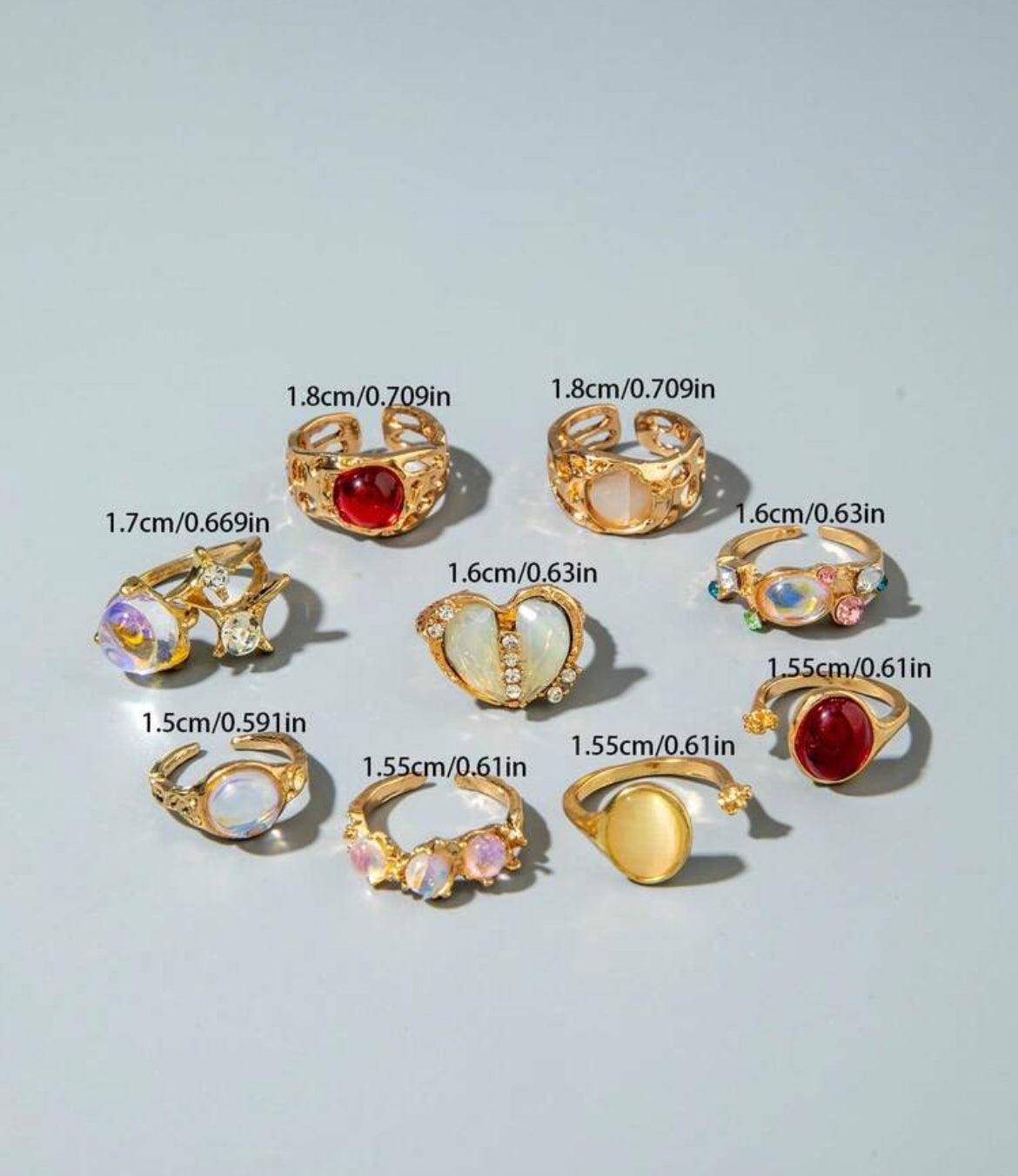 Jade 9pc vintage ring set