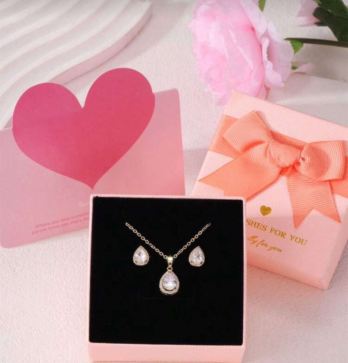 Water drop earring and necklace set