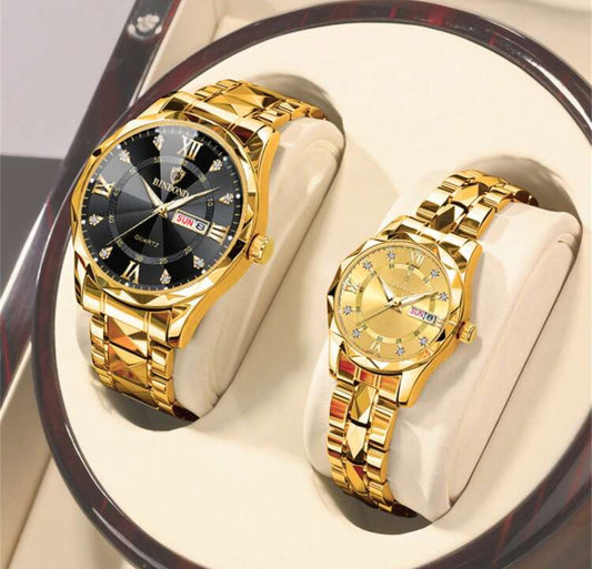Couples Stainless Steel Watch Set