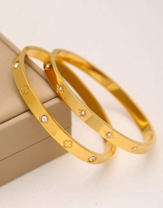 2Pcs Sparkling harmony stainless steel bracelets
