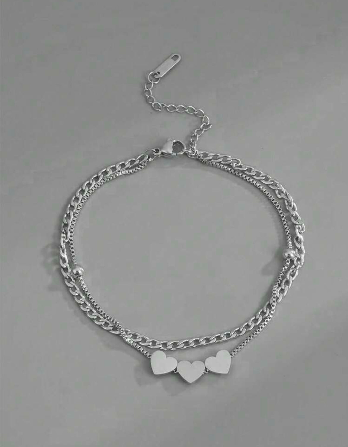 Cora heart stainless steel anklet