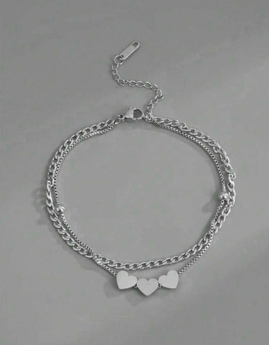 Cora heart stainless steel anklet