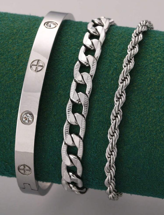 3pc Dawn Stainless Steel bracelet for men