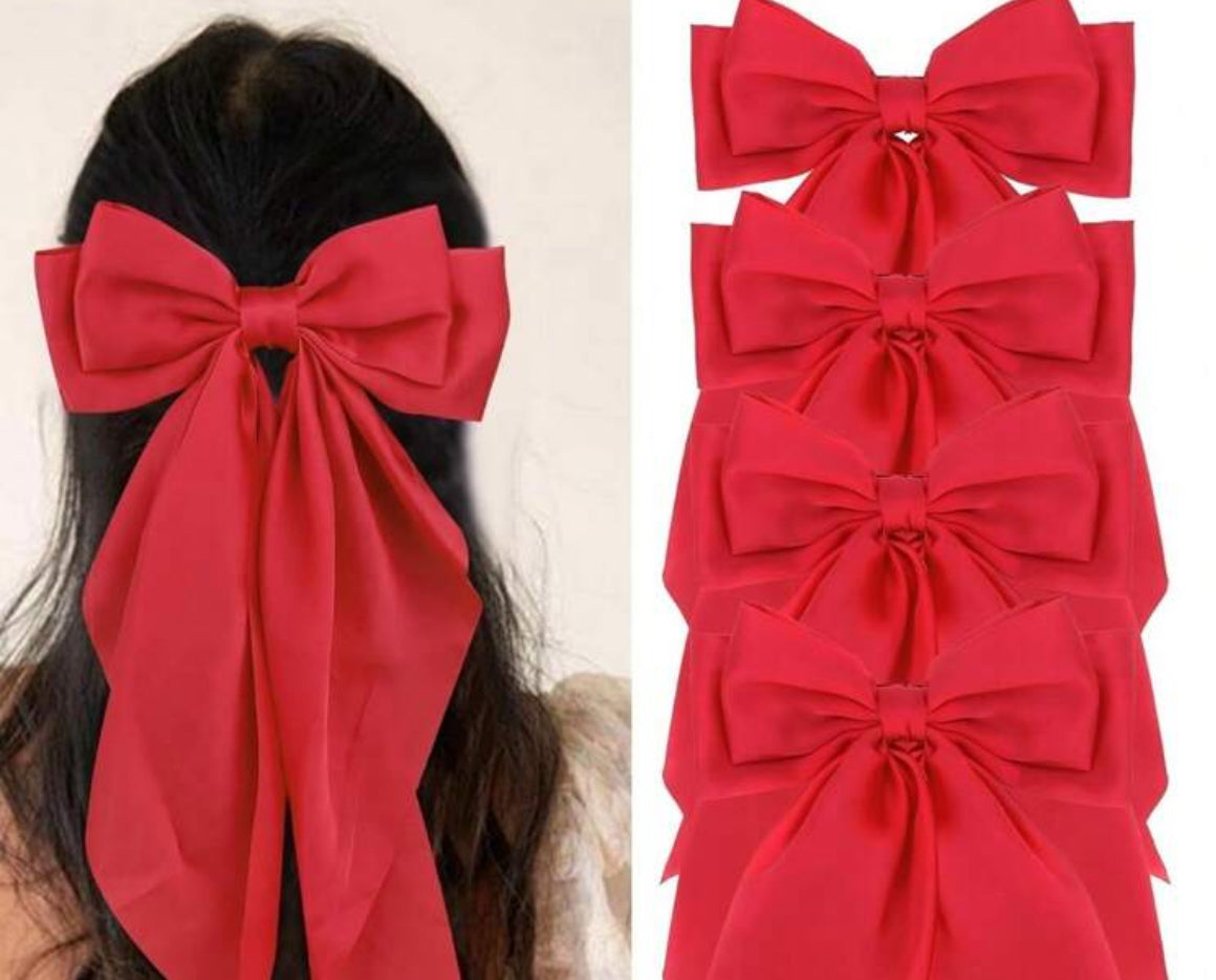 4pc one color bow hair clips