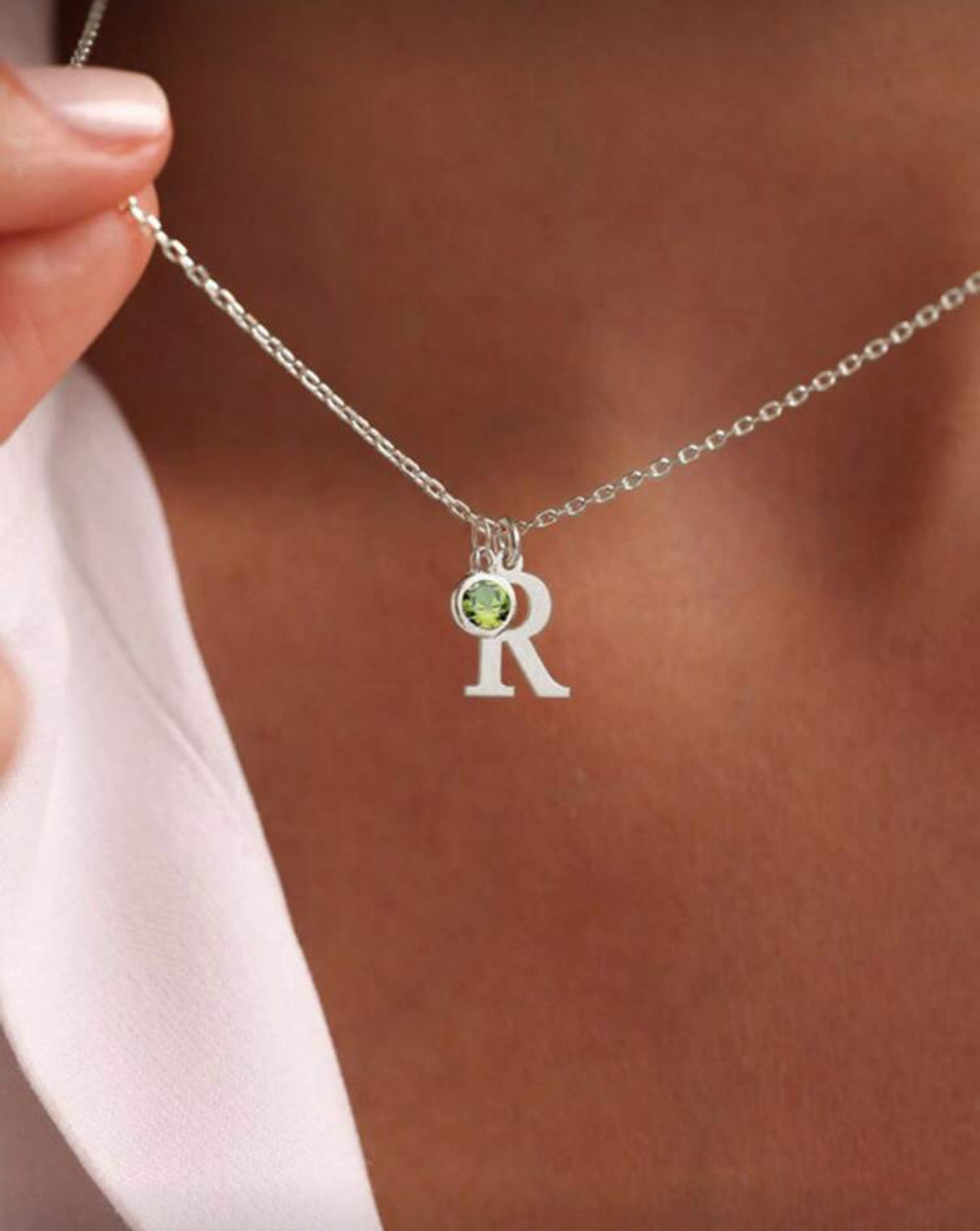 Initial birthstone necklace