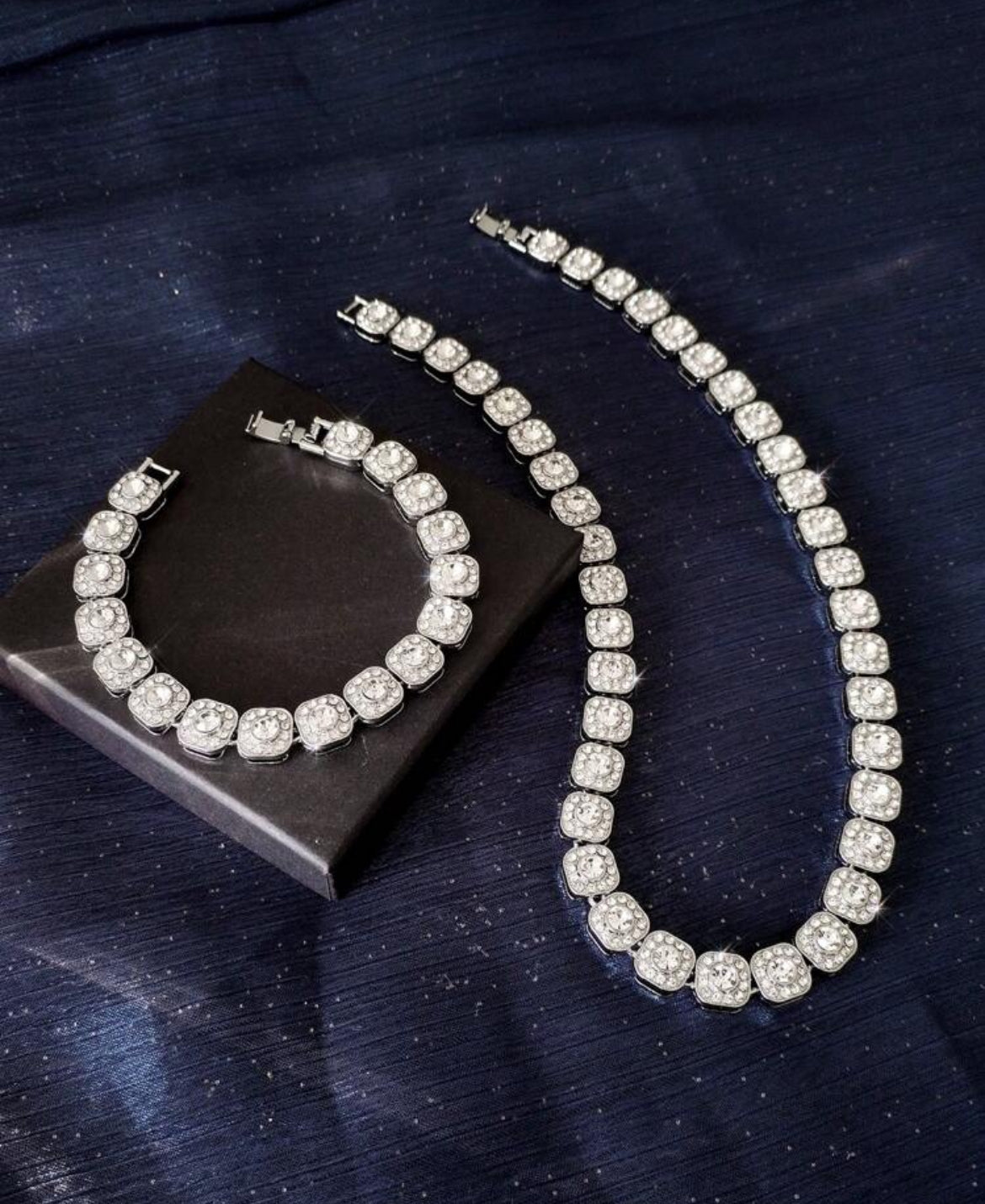 2pc Icy Cube Chain & Bracelet Set for men