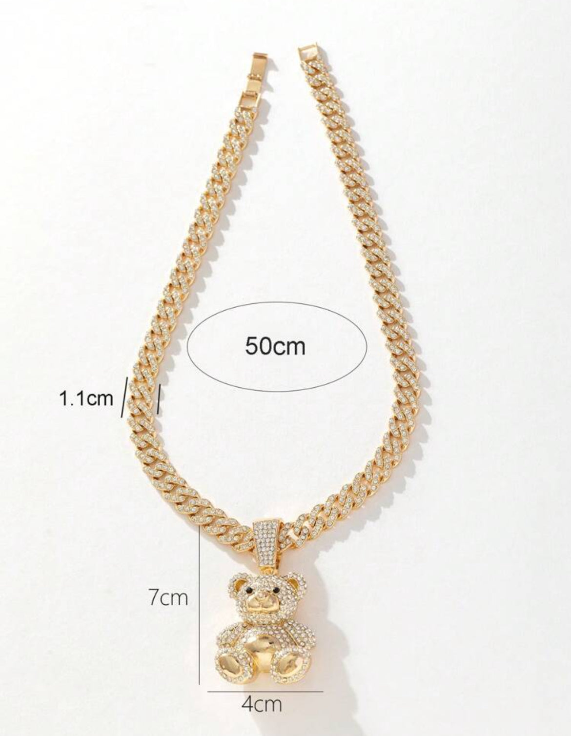Teddy bear pendant icy chain