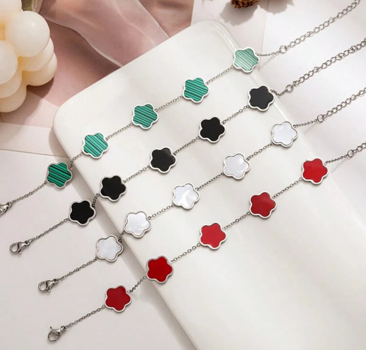 Silver clover bracelets