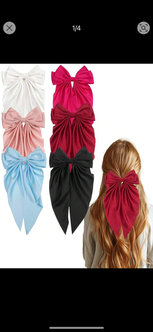 6pc Large Bow hair clips