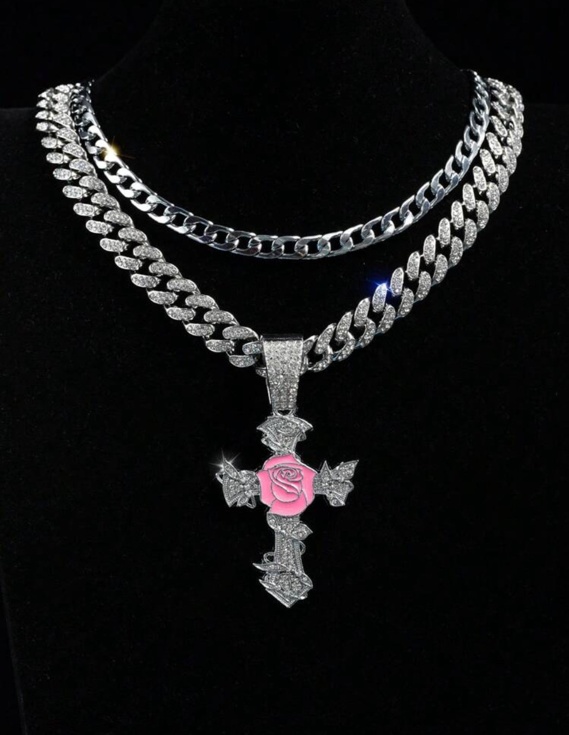 2pc Thorny Rose necklace set for men