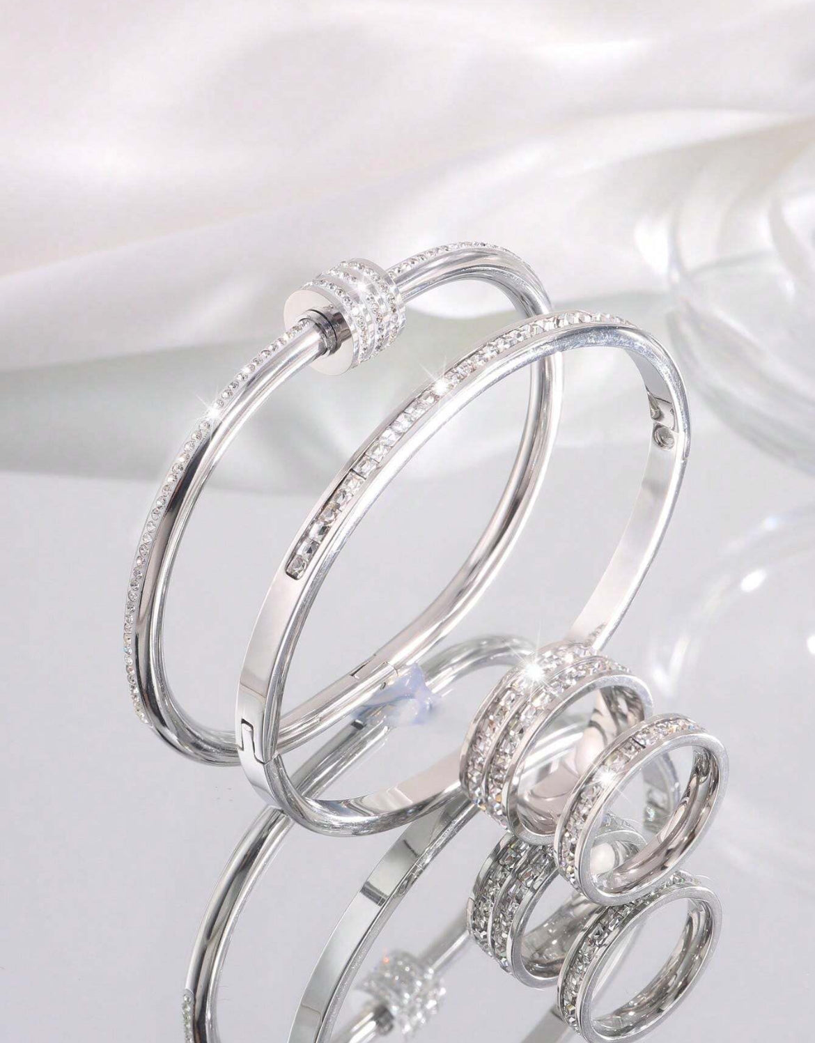 4pc Sophie Stainless Steel Bracelet & Ring set