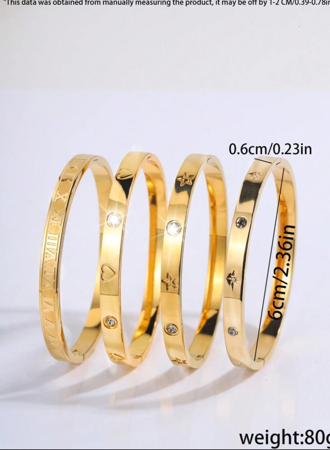4 pc Joline Stainless Gold Bracelet set