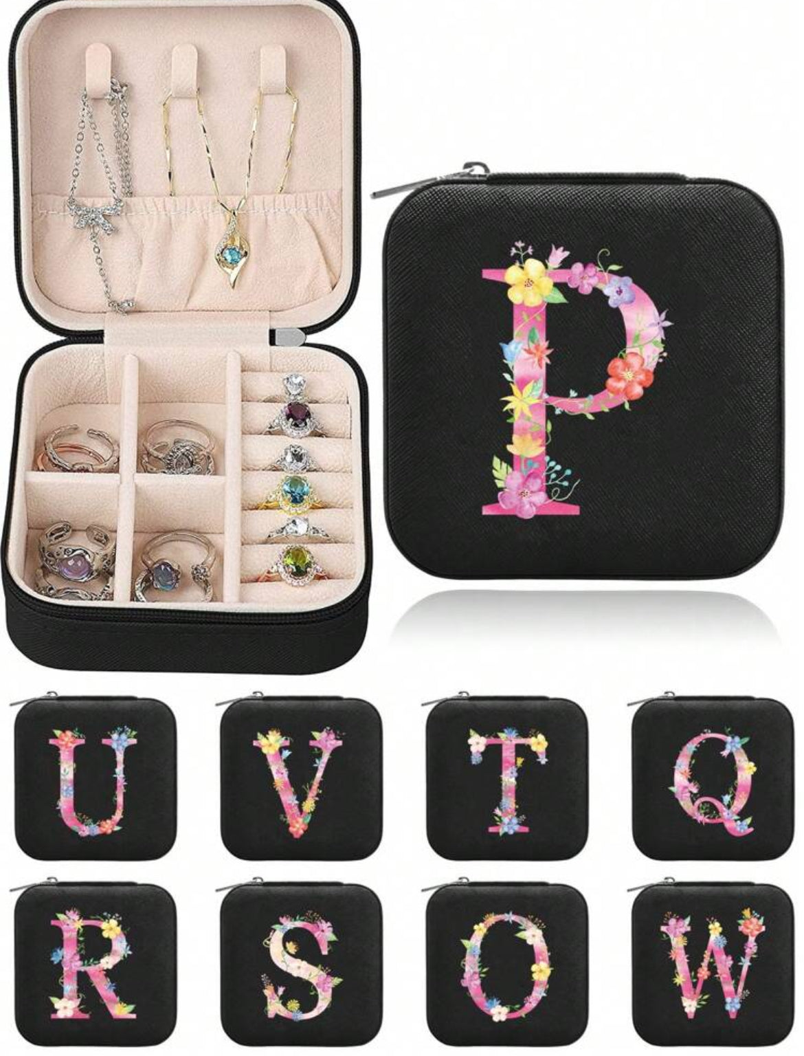 Floral Initial Jewelry Box