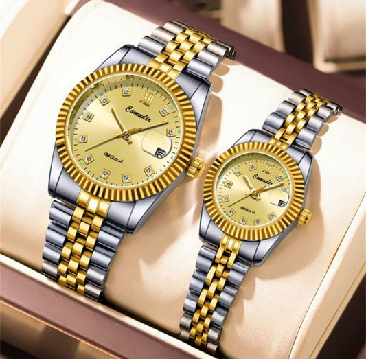Couples Stainless Steel Watch Set