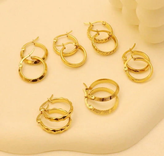 6pc Emi Gold earrings set