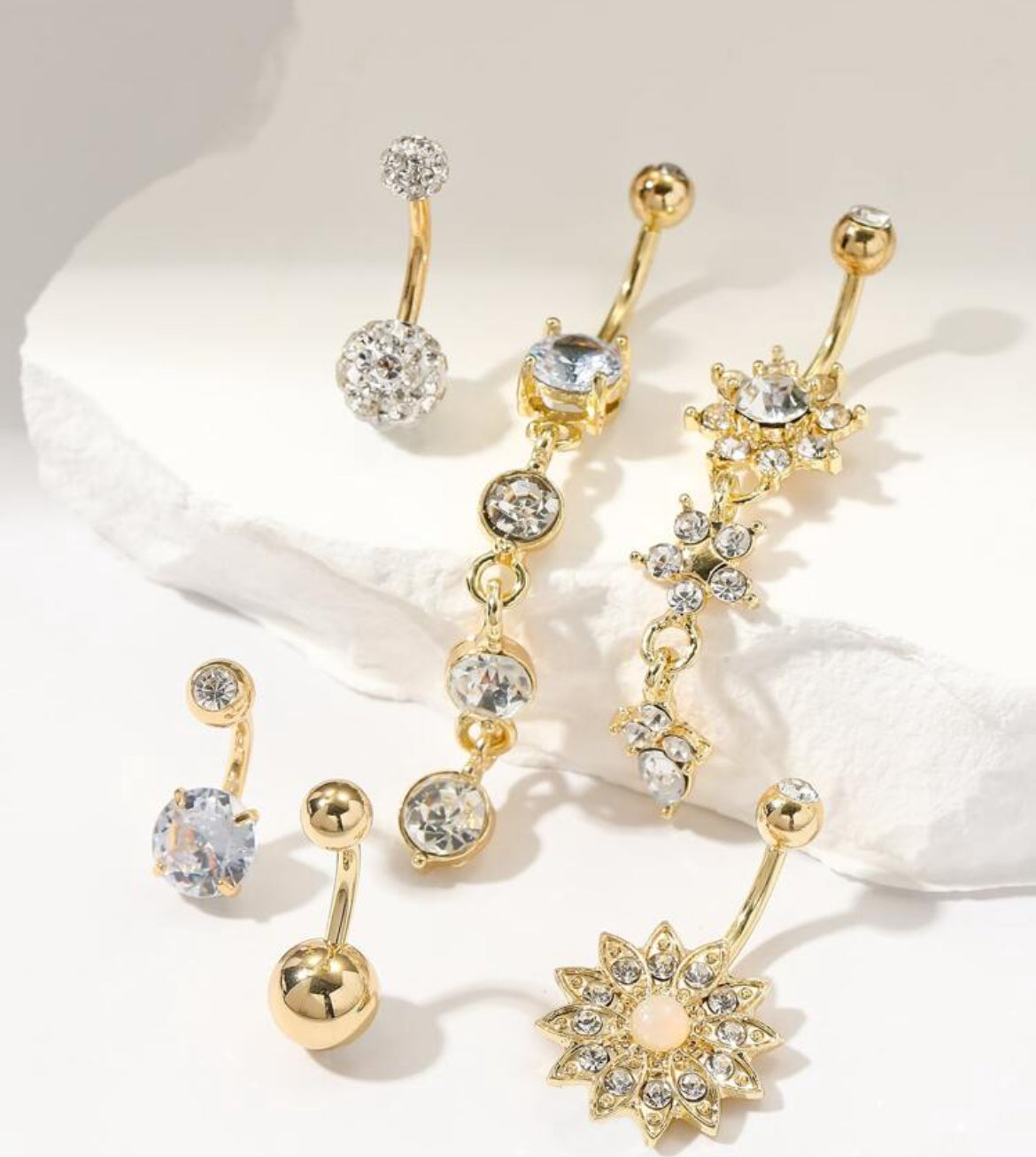 6pc Blossom Belly Ring Set