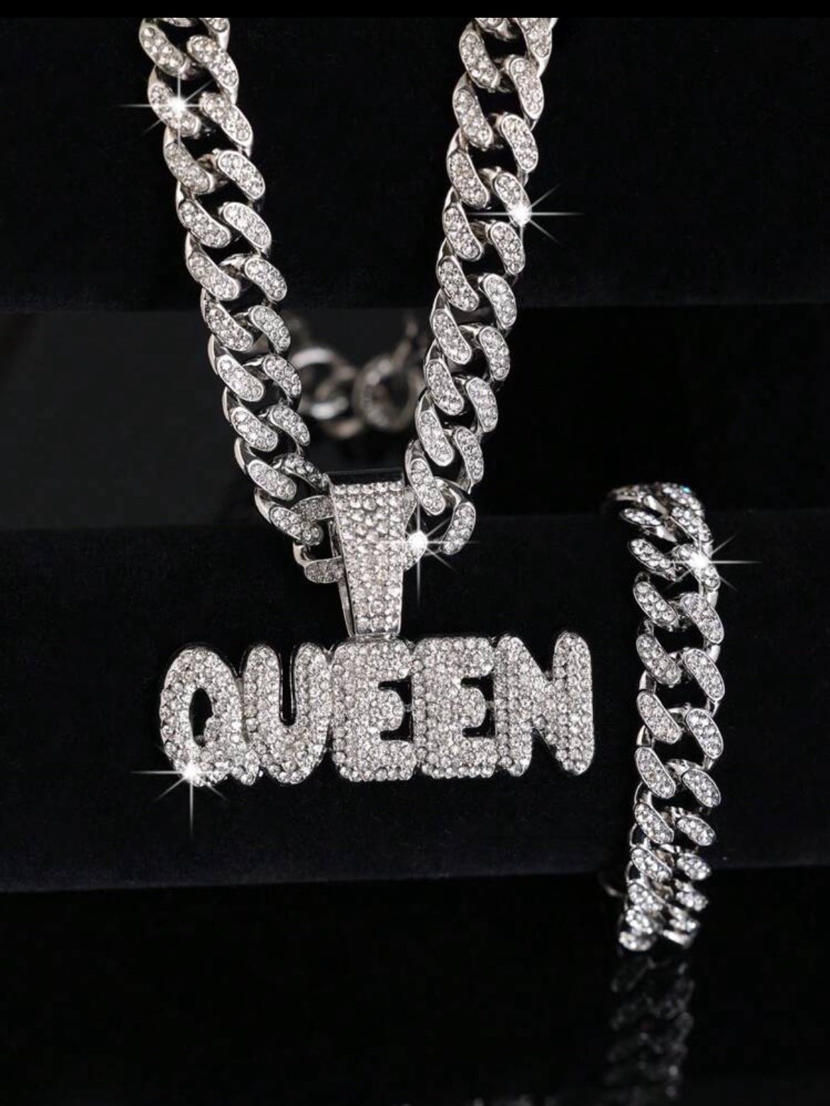 Queen icy pendant icy chain & bracelet