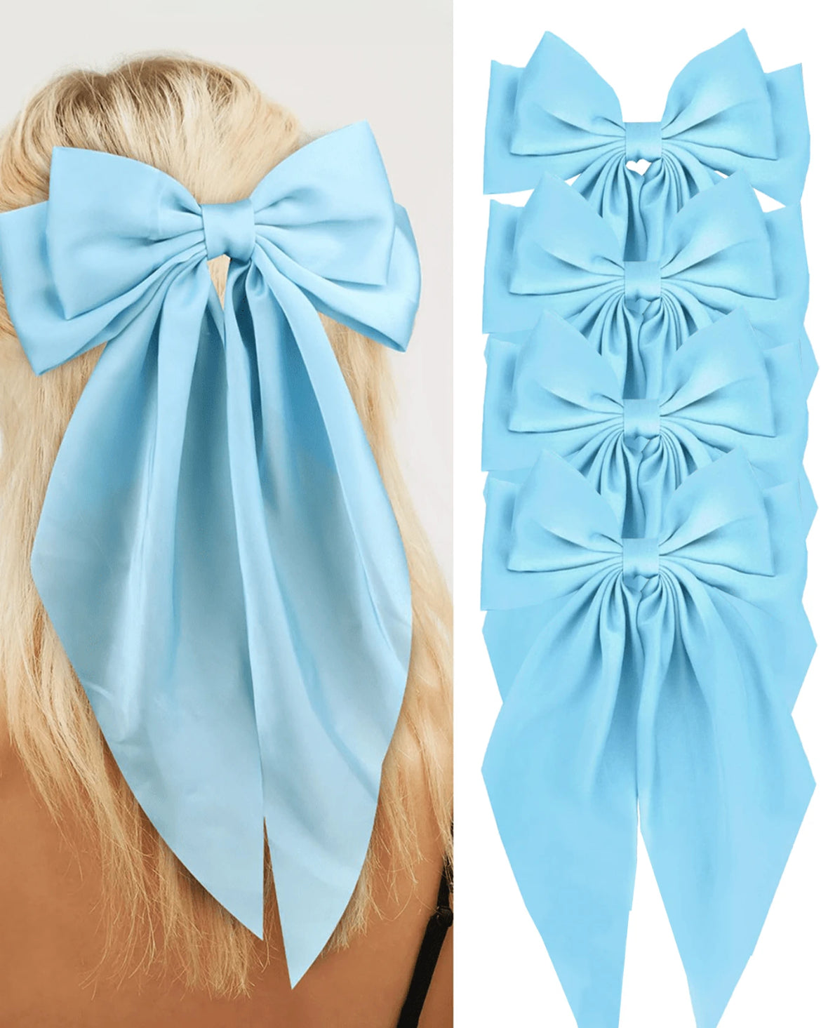 4pc one color bow hair clips