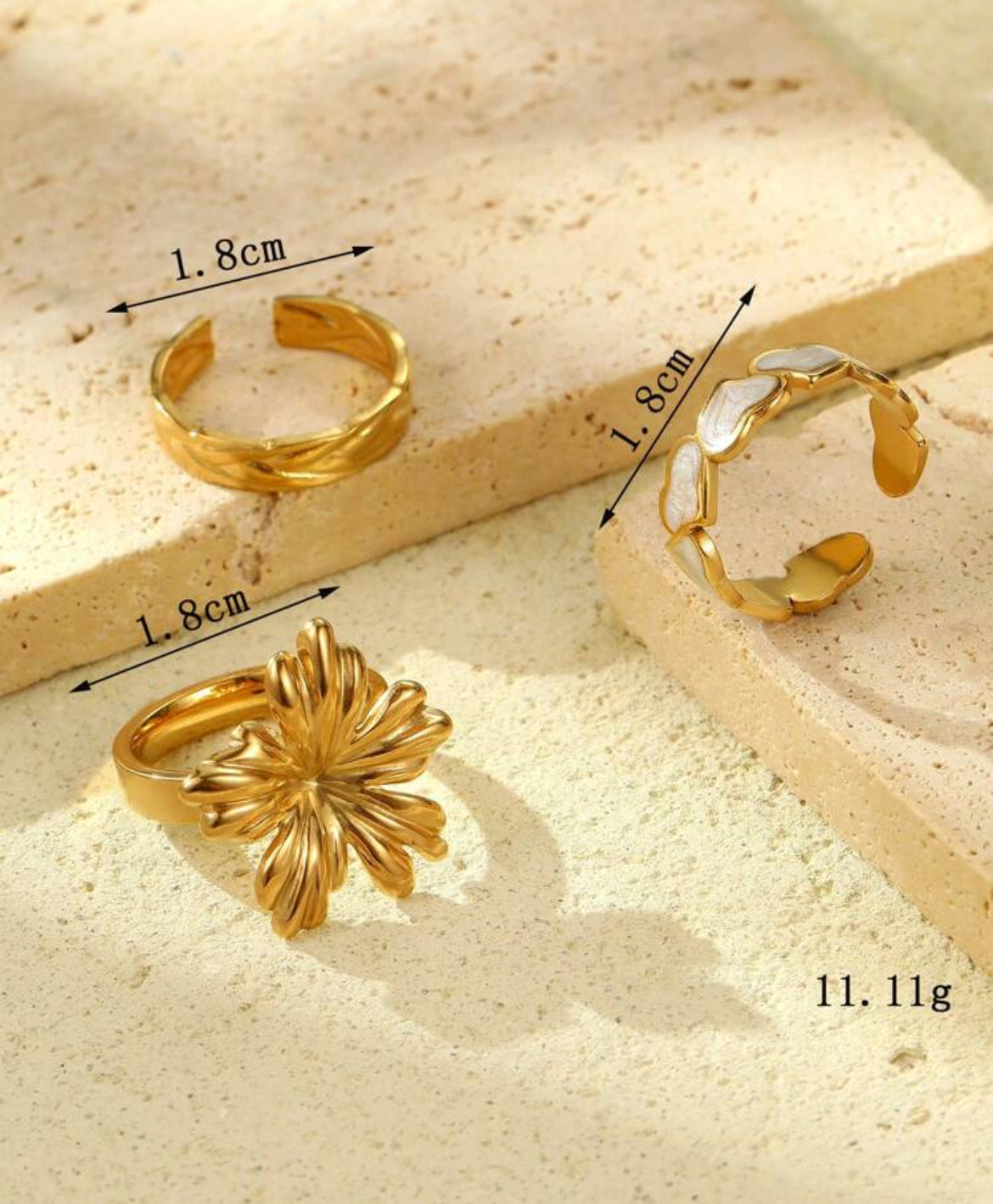 3pc Love Stainless Steel Ring Set