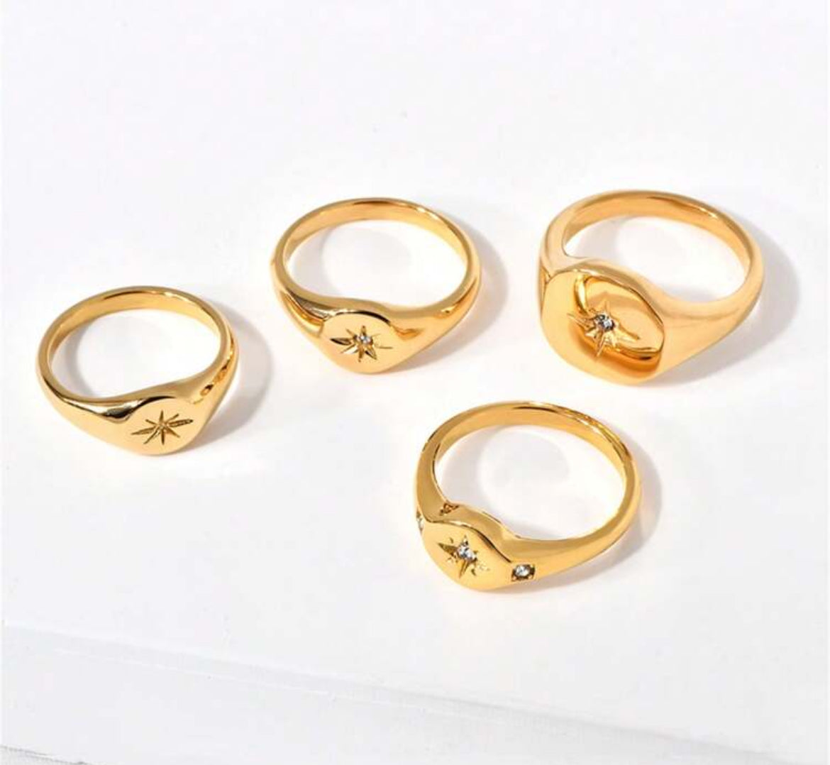 Star 18K gold plated ring