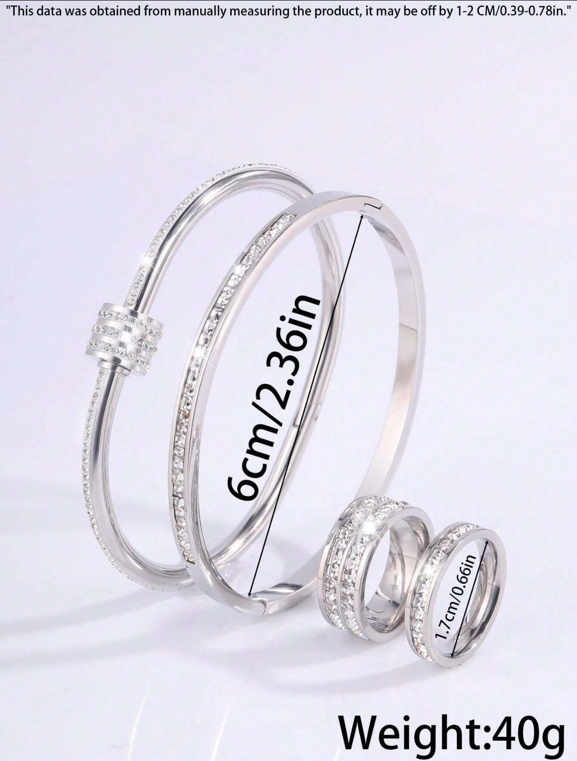 4pc Sophie Stainless Steel Bracelet & Ring set