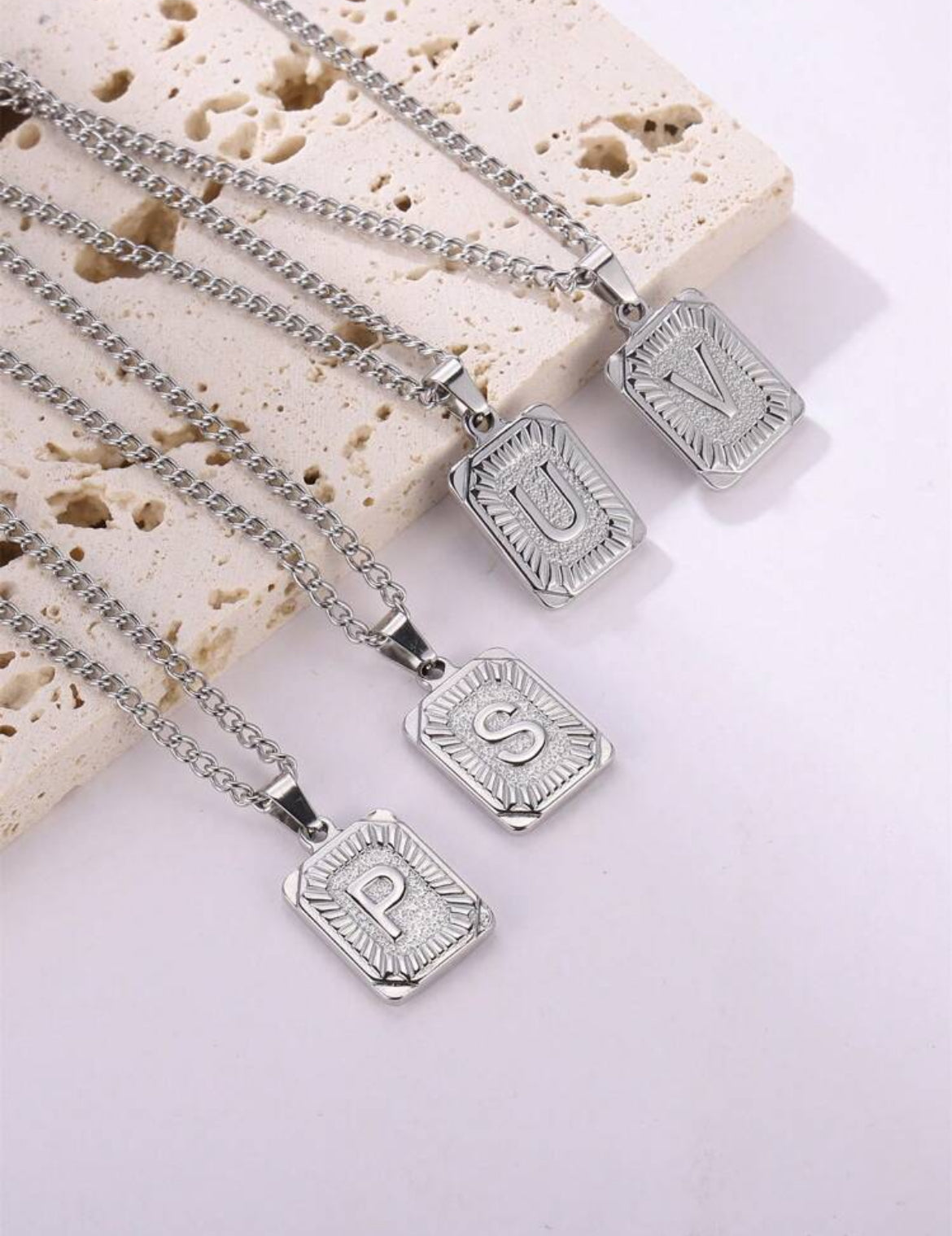 18k gold plated Initial pendant necklace for men