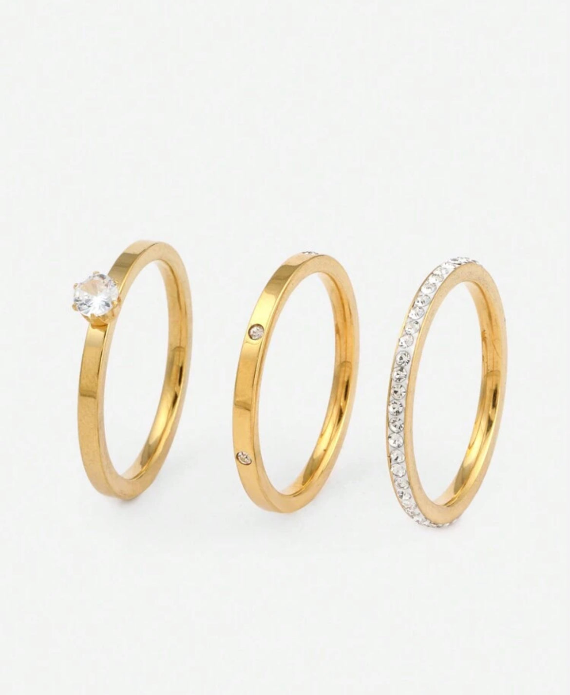 18K gold plated diamond ring set
