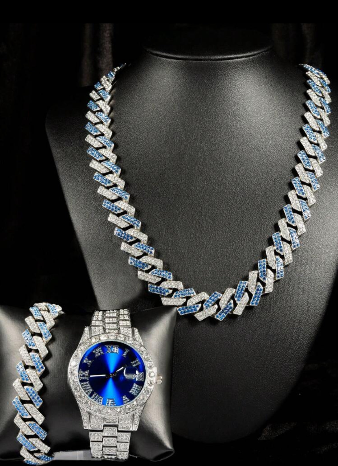3pc Hip Hop Icy Chain Set for men