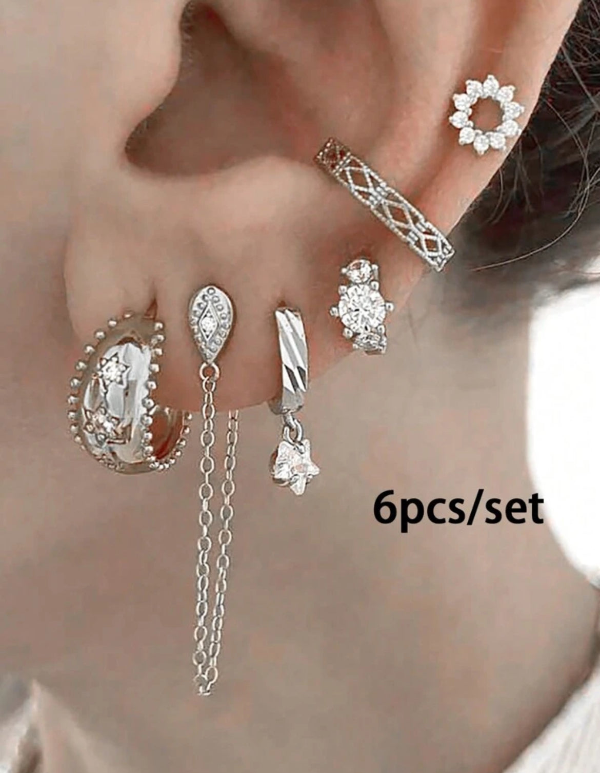 6pc 24K gold earring set