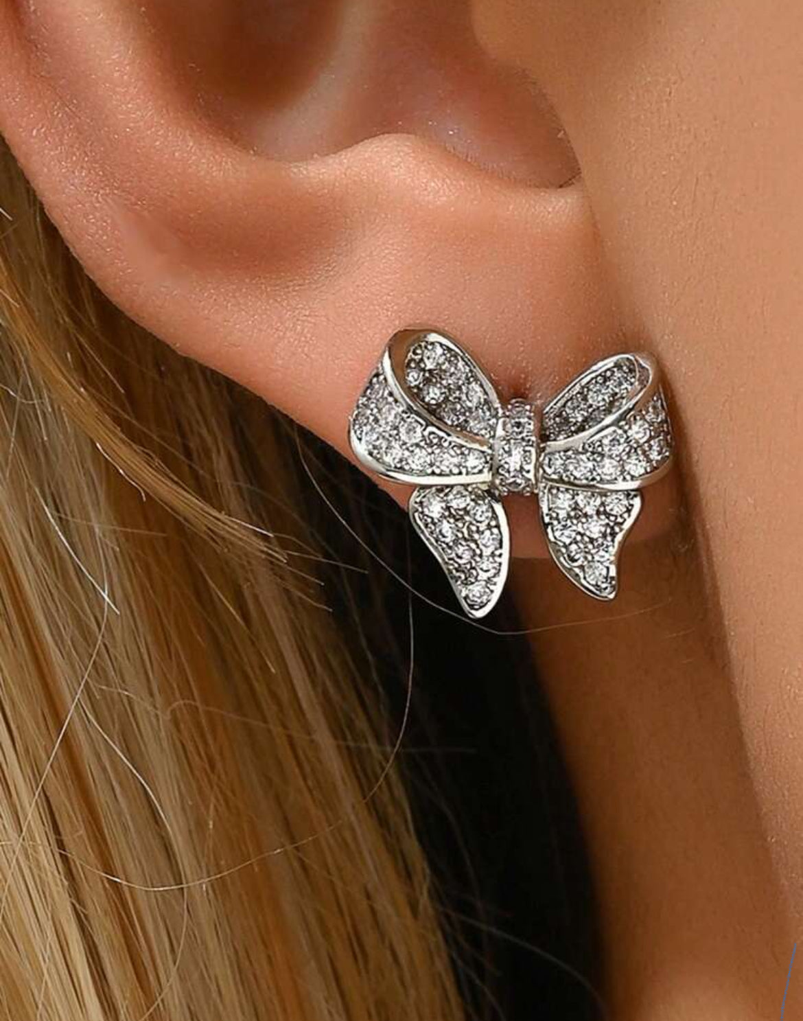 Luxury bow knot silver plated earrings