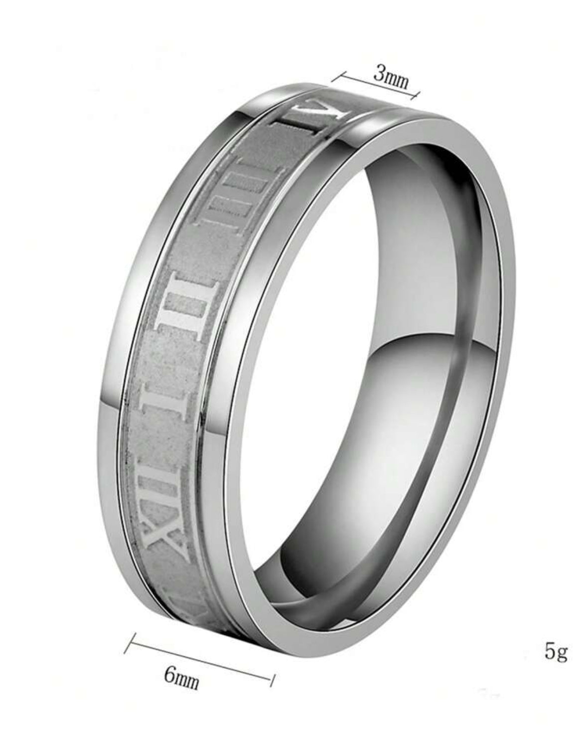 Roman Numerals stainless steel ring