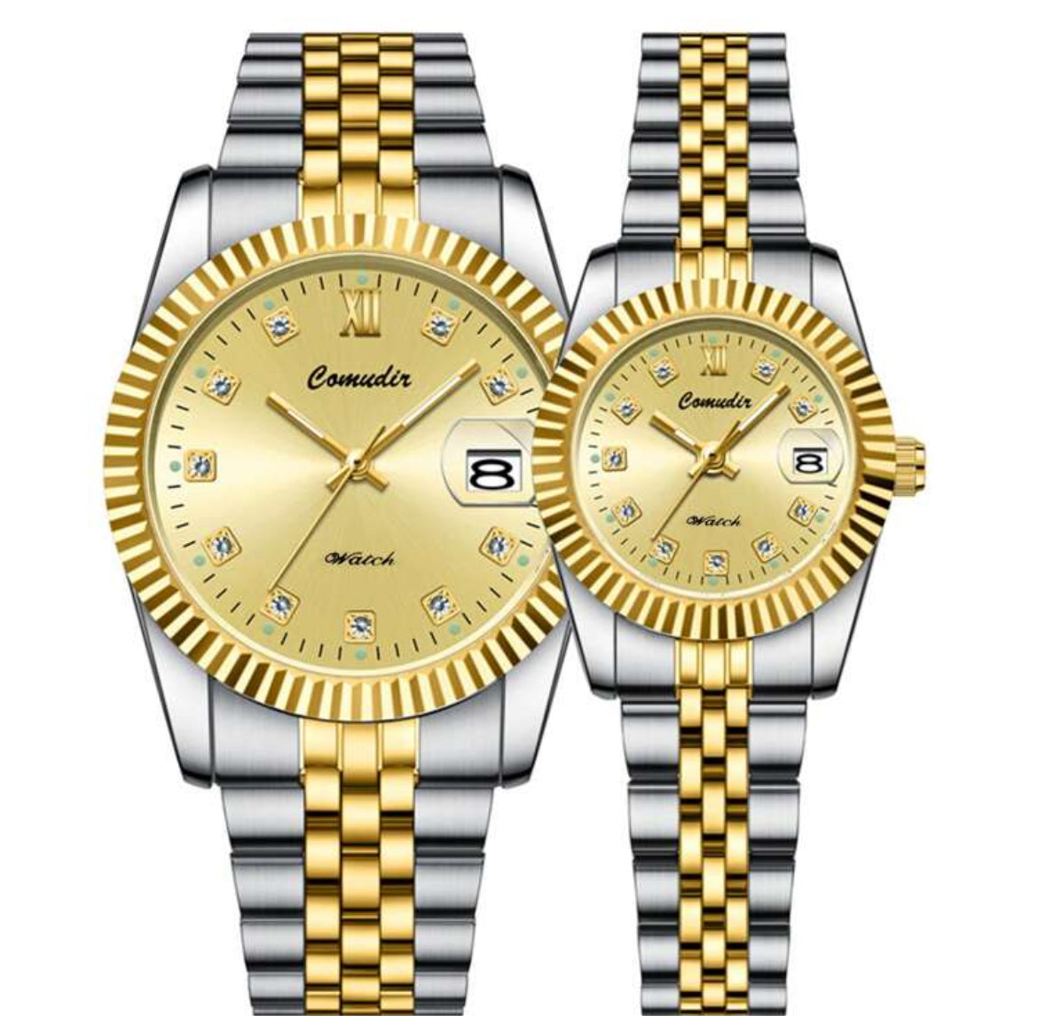 Couples Stainless Steel Watch Set