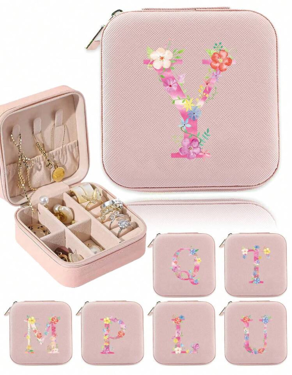 Floral Initial Jewelry Box