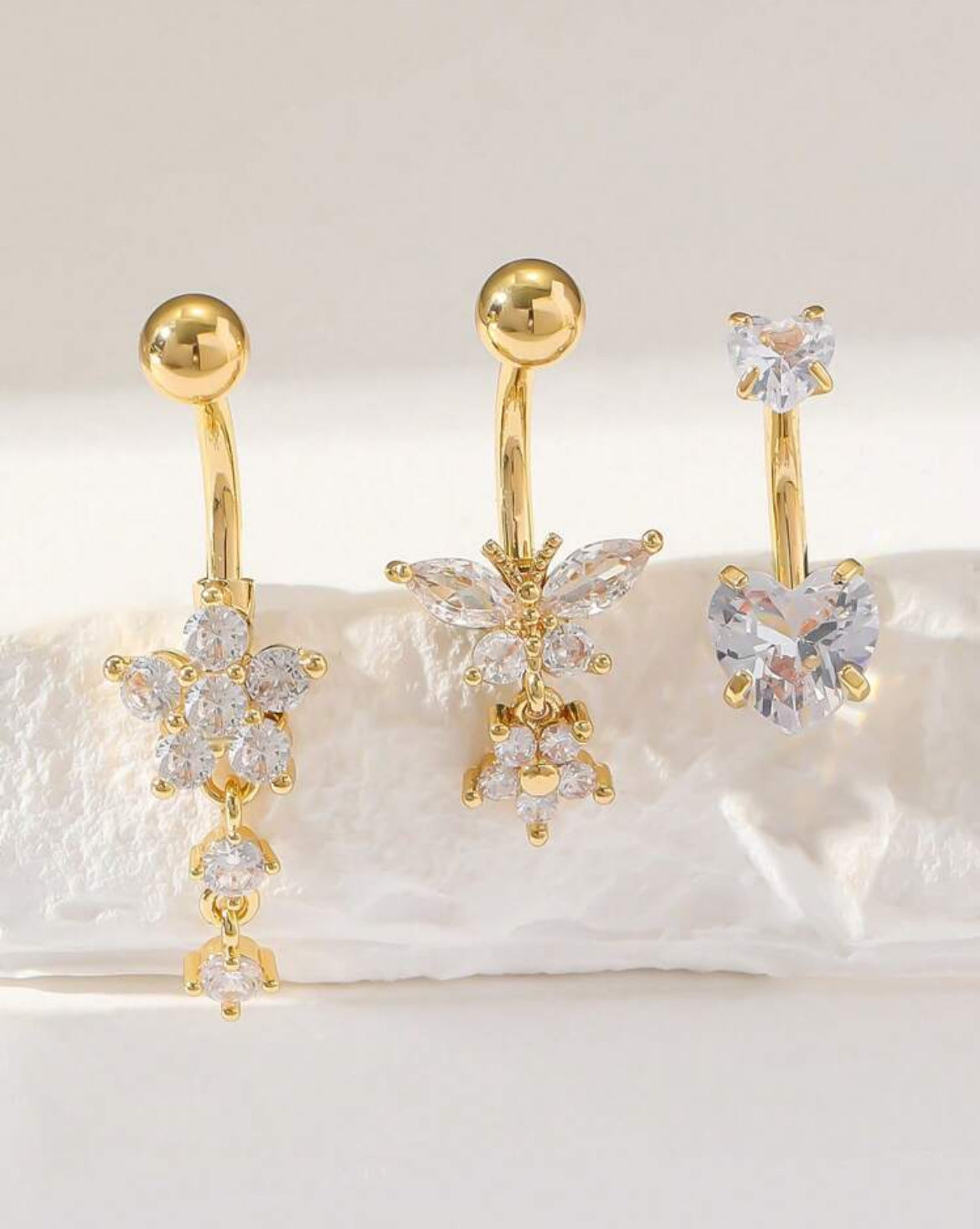 3pc Inara Belly Ring set