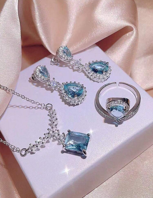 4pc Sapphire crystal elegant set