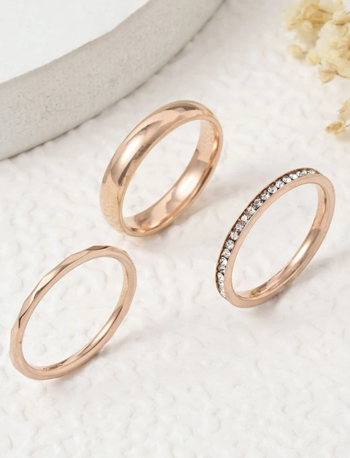 Elegant Stainless Steel 3pcs ring set