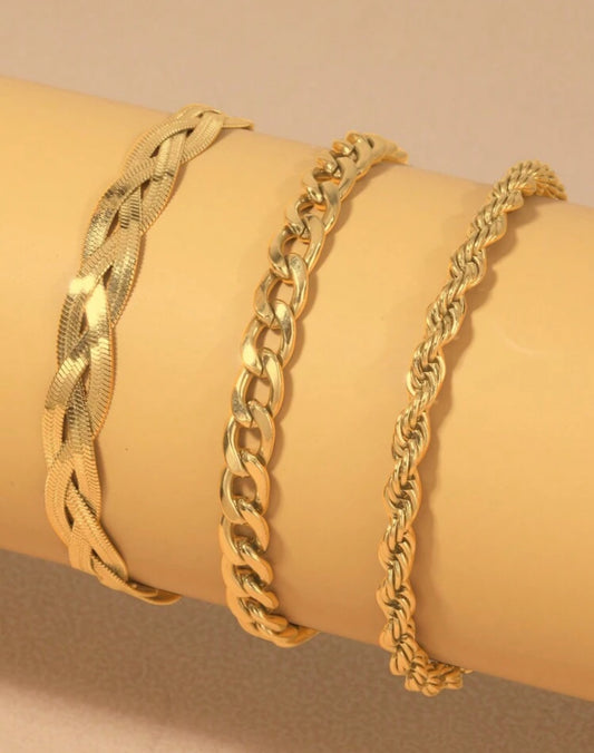 3pc Maggy Stainless Steel Bracelet Set