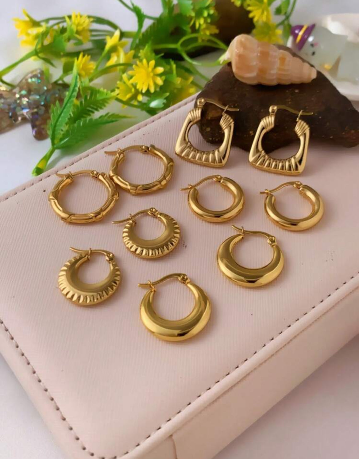 5pairs Rine Elegant Stainless Earring Set