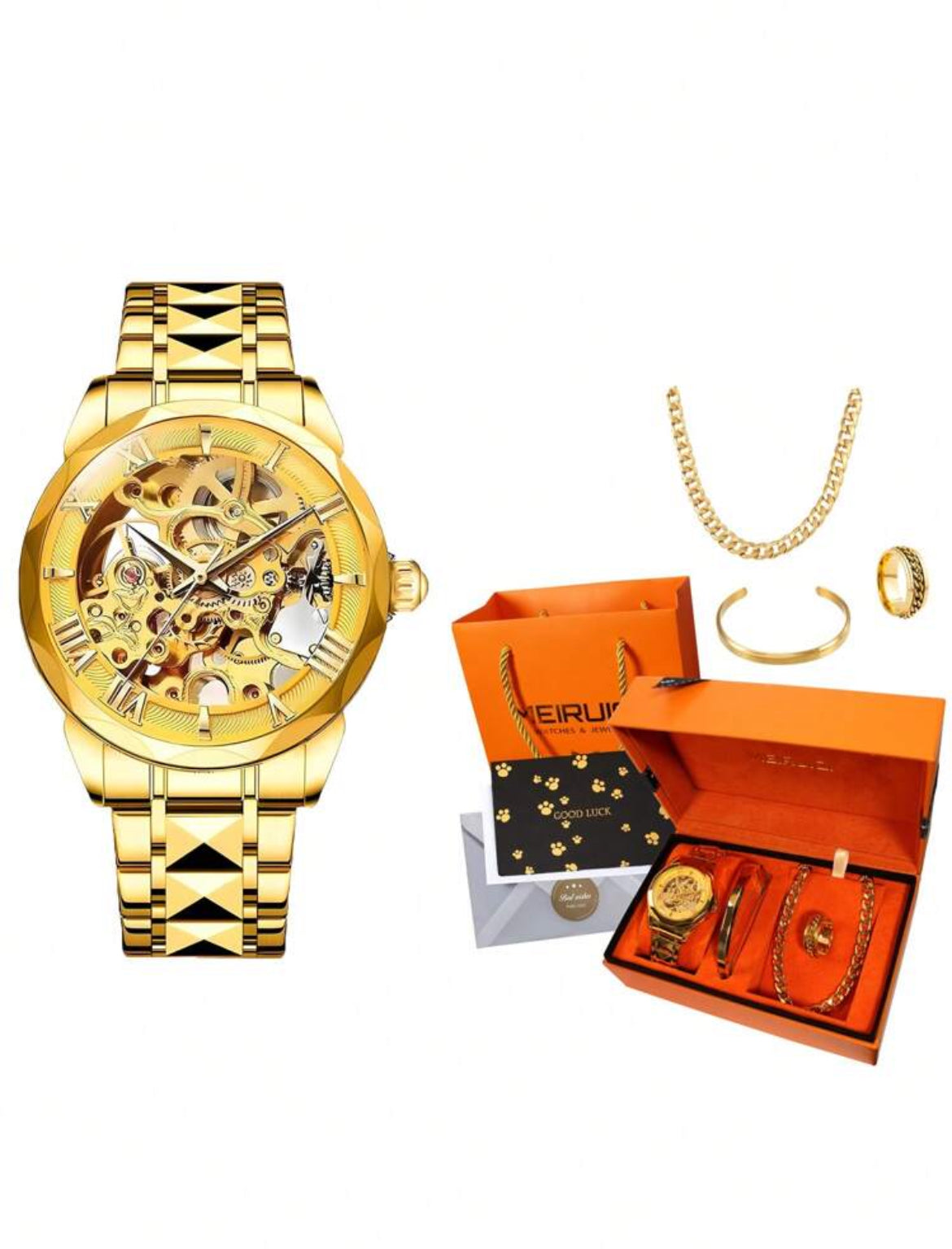 Roman Numerals Watch Set for men