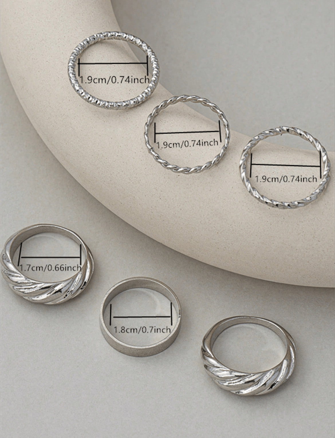 6pc Anello Ring set