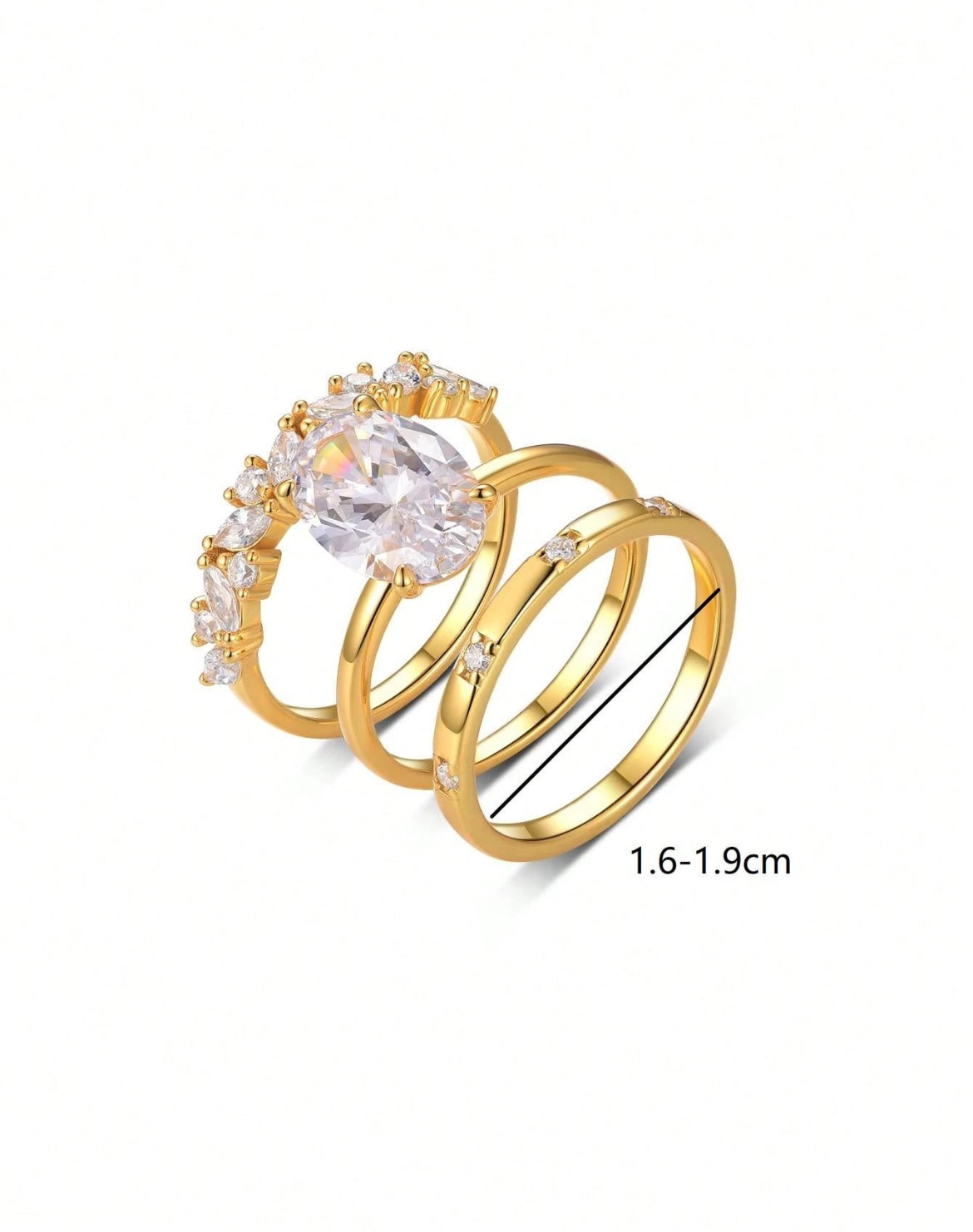 Mystic Halo 925 Sterling Silver 3pc ring set