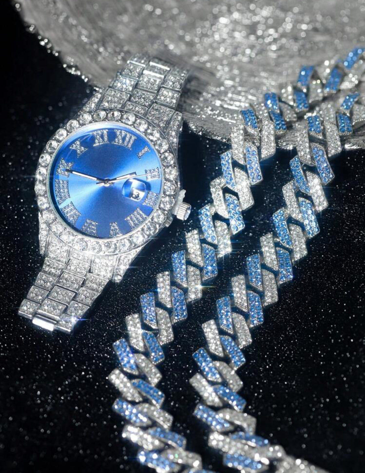 3pc Hip Hop Icy Chain Set for men