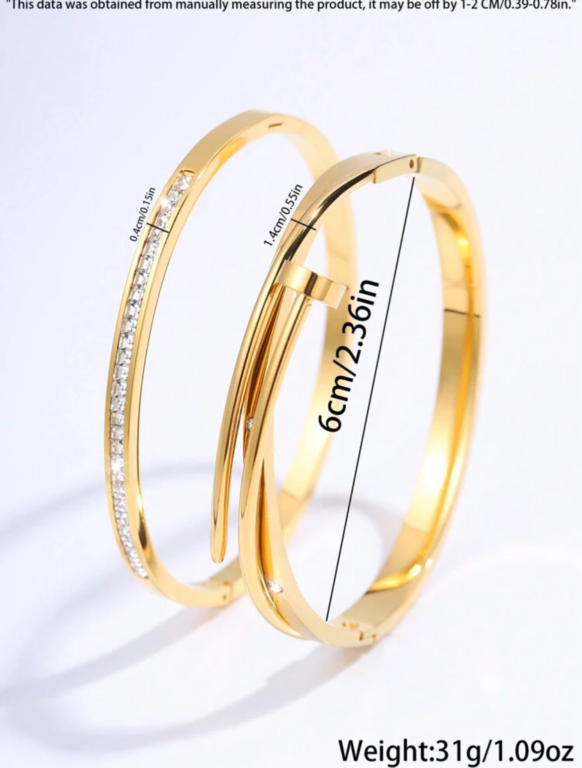 2pc waterproof luxury stainless steel bracelets