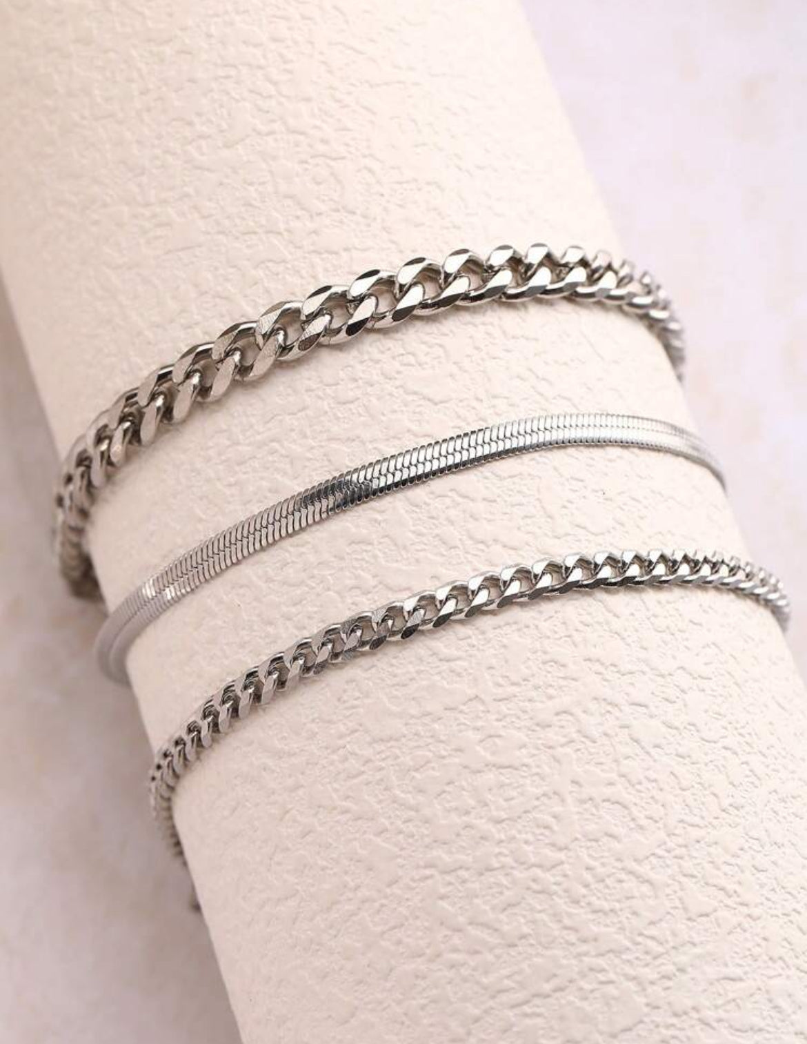 3pc Ava stainless steel anklet set