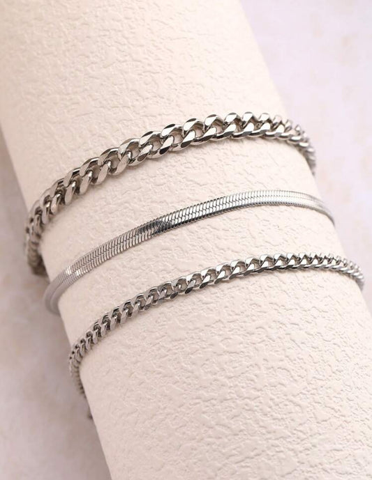 3pc Ava stainless steel anklet set