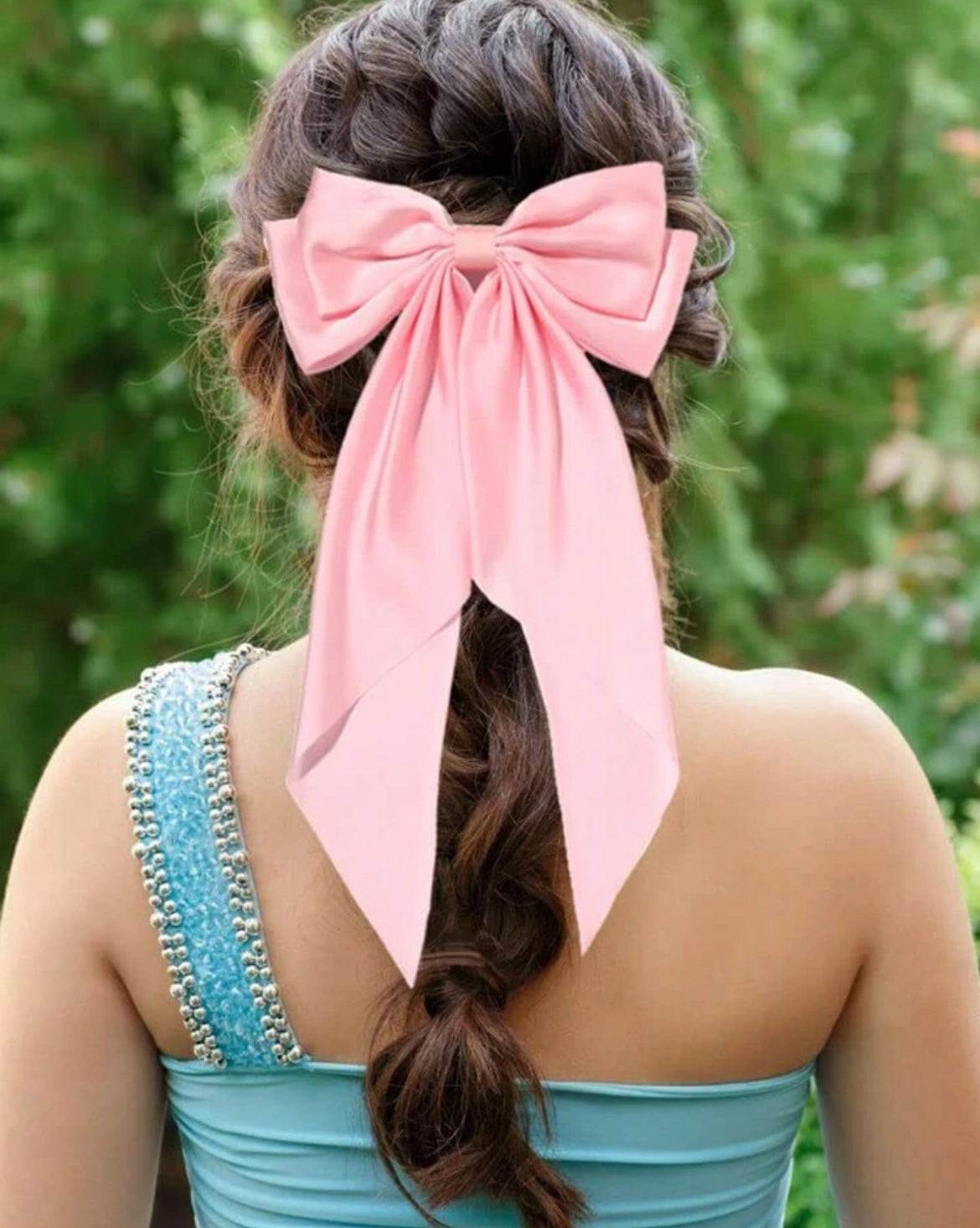 4pc large silky bow hair clips