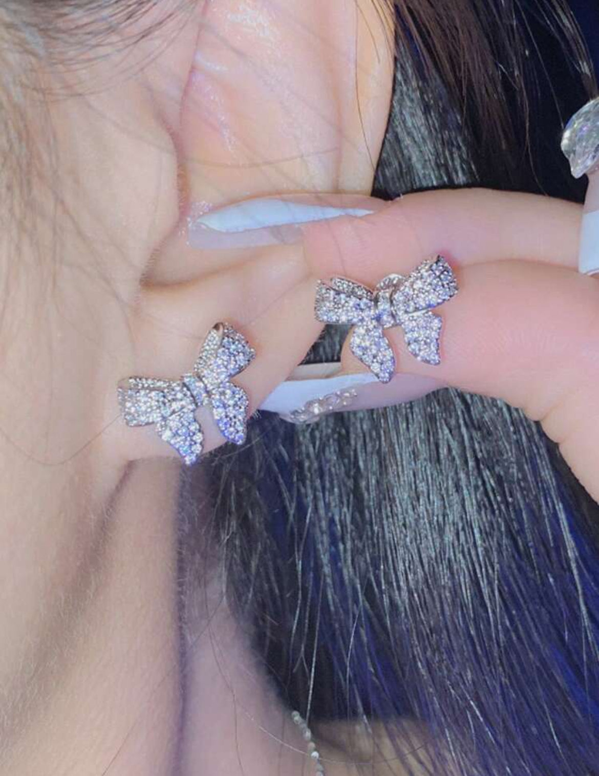 Luxury bow knot silver plated earrings